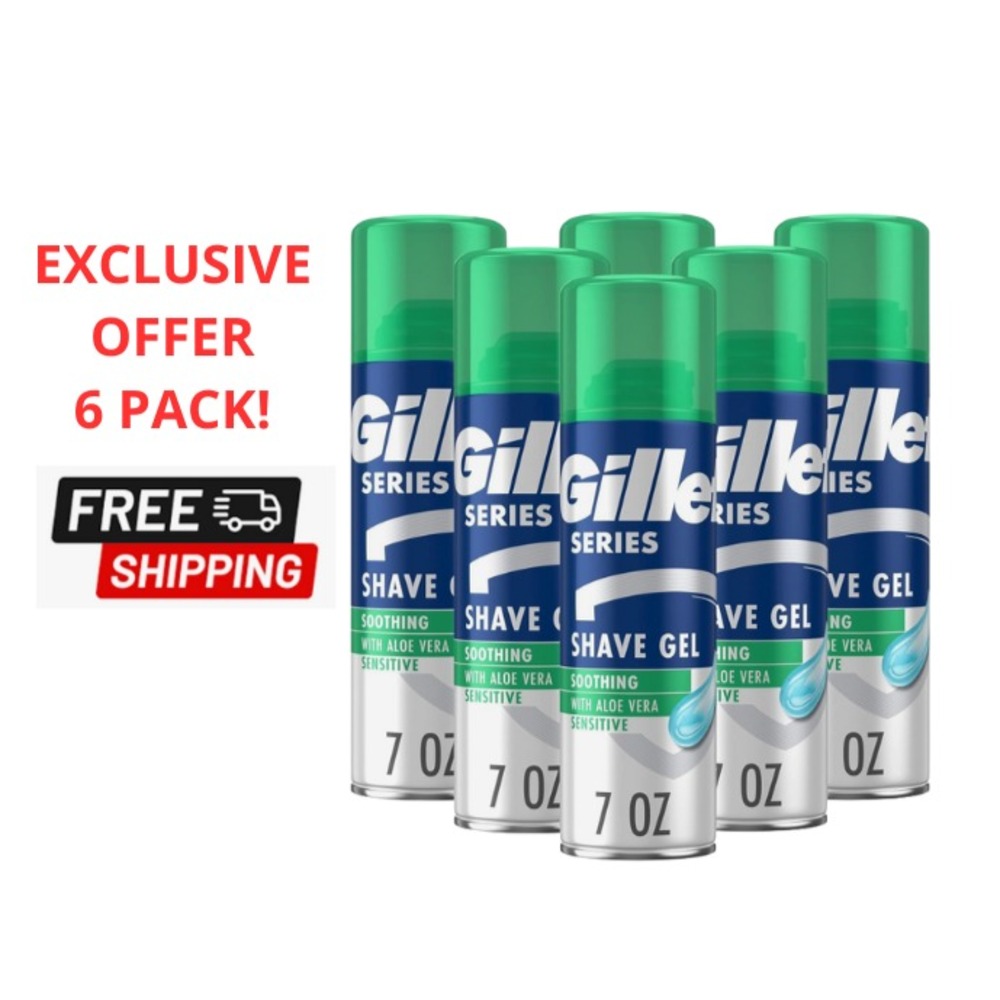 Gillette Series 3X Sensitive Shave Gel, Hydrates, Protects , 7 Ounce (Pack of 6)